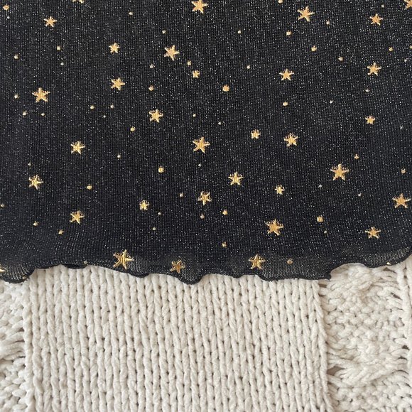 SHEIN BAE Lettuce Trim Galaxy Sheer Mesh Crop Top Without Bra - Picture 4 of 6